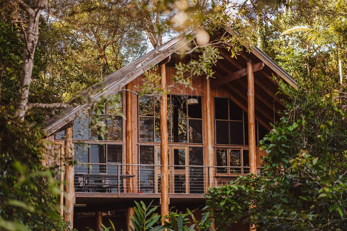 The Bower house in the trees with sweeping views
